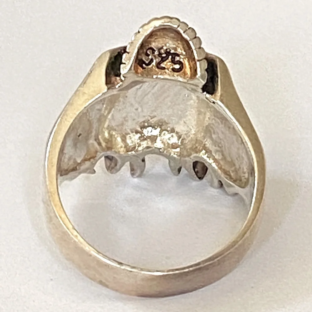 925 Silver flame skull ring burn burning head
